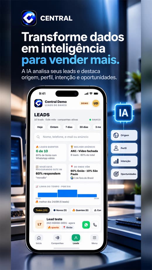 Tela do app Central
